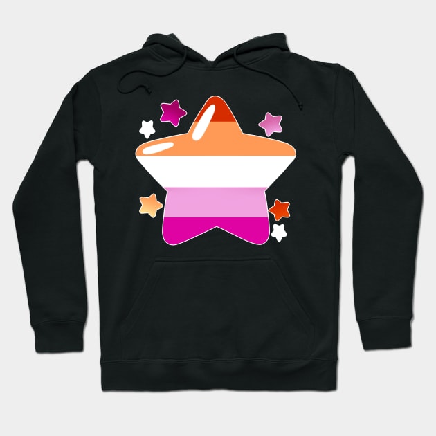 LGBTQ+ Pride Flag Stars - Lesbian Hoodie by leashonlife